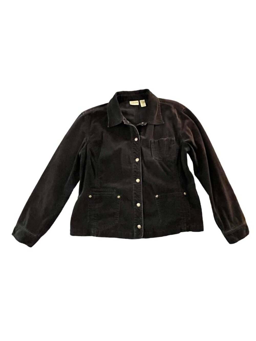 Chico's Corduroy Jacket Navy Blue Women's Size L Preppy Academia Y2K Trucker